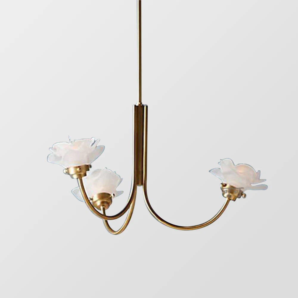 3 Heads French Simple Chandelier Vintage Rose Flower Glass Chandeliers - Image 16