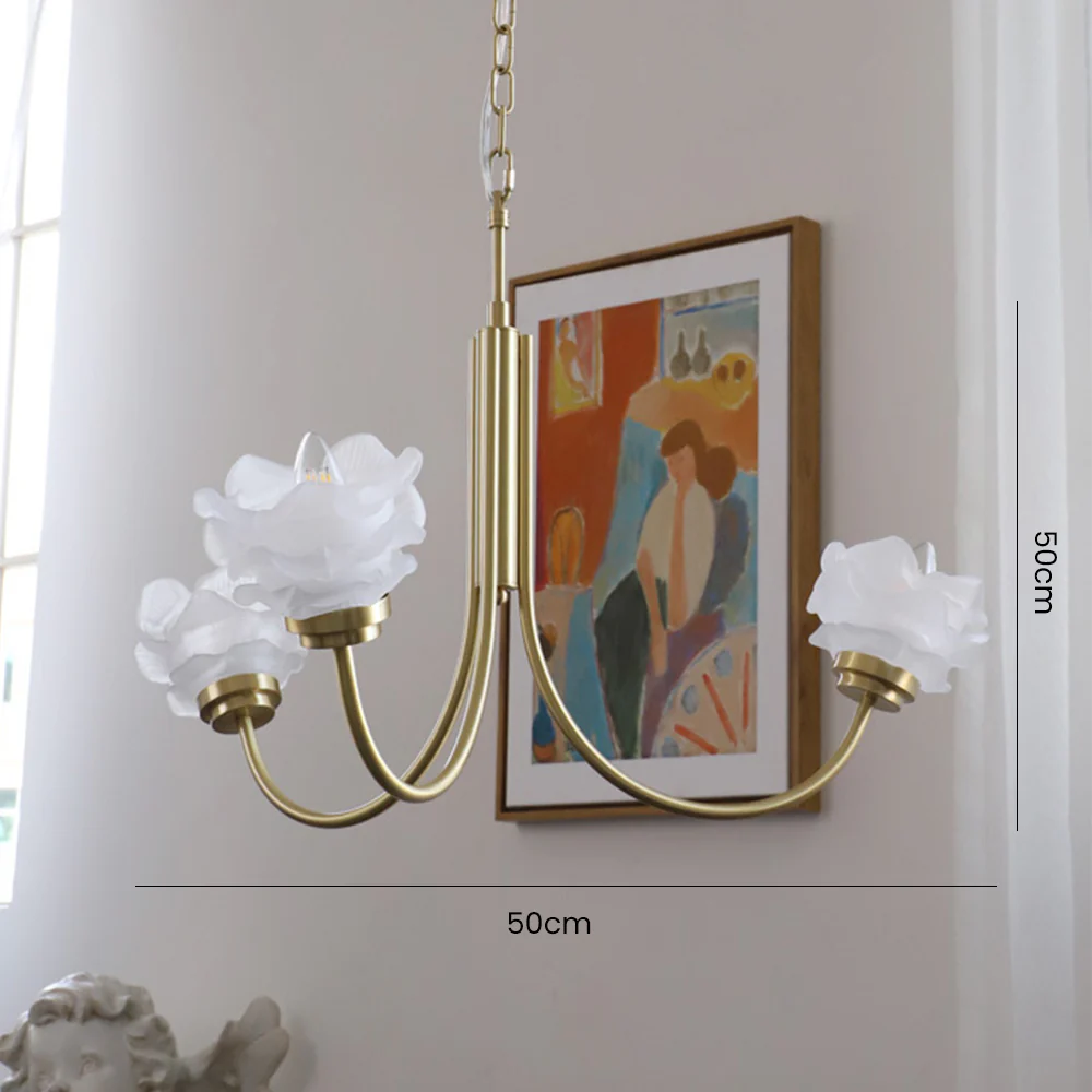 3 Heads French Simple Chandelier Vintage Rose Flower Glass Chandeliers - Image 6
