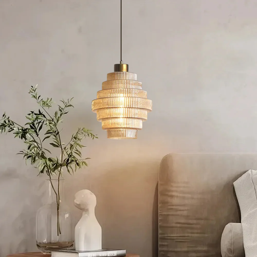 Bottle Shaped Brass Glass Pendant Light - Image 2