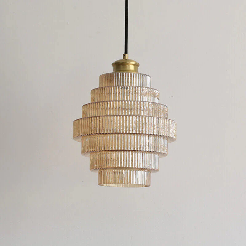 Bottle Shaped Brass Glass Pendant Light - Image 20