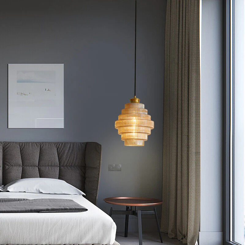 Bottle Shaped Brass Glass Pendant Light - Image 6
