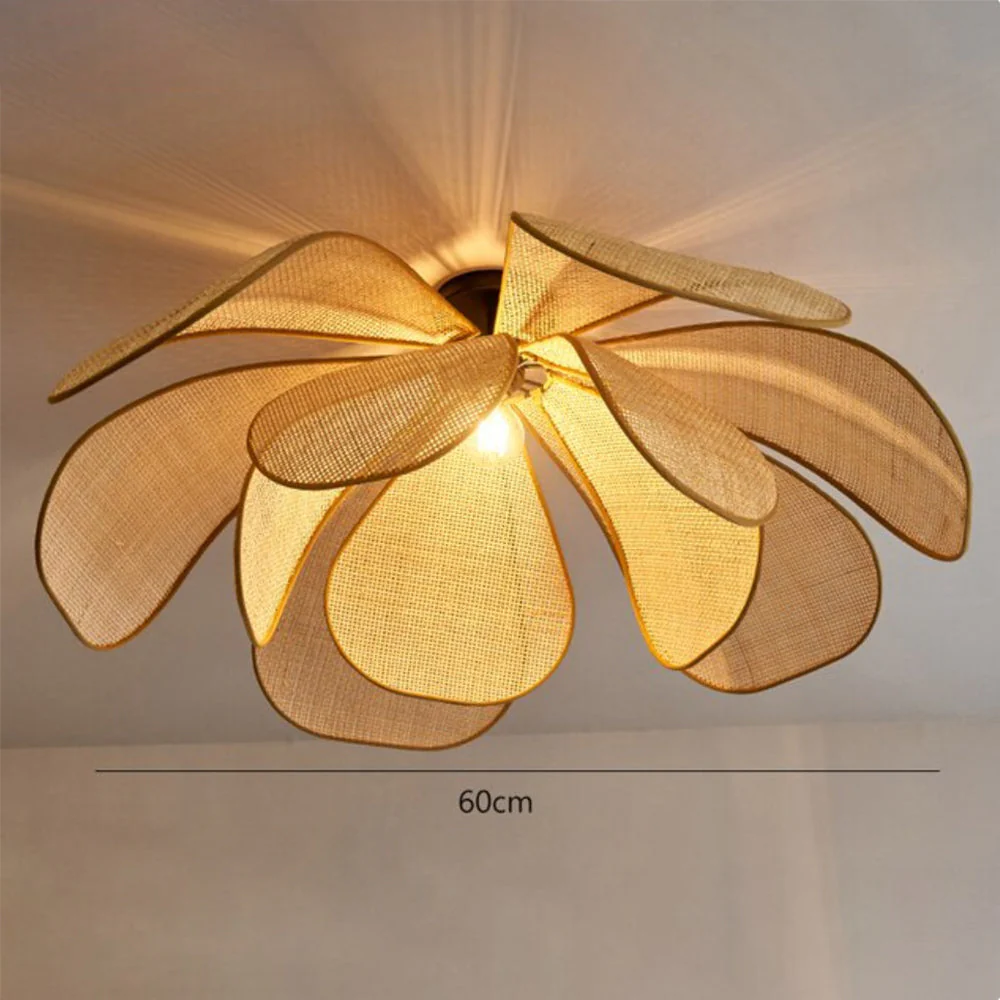 Antique Petal Rattan Living Room Ceiling Light - Image 10
