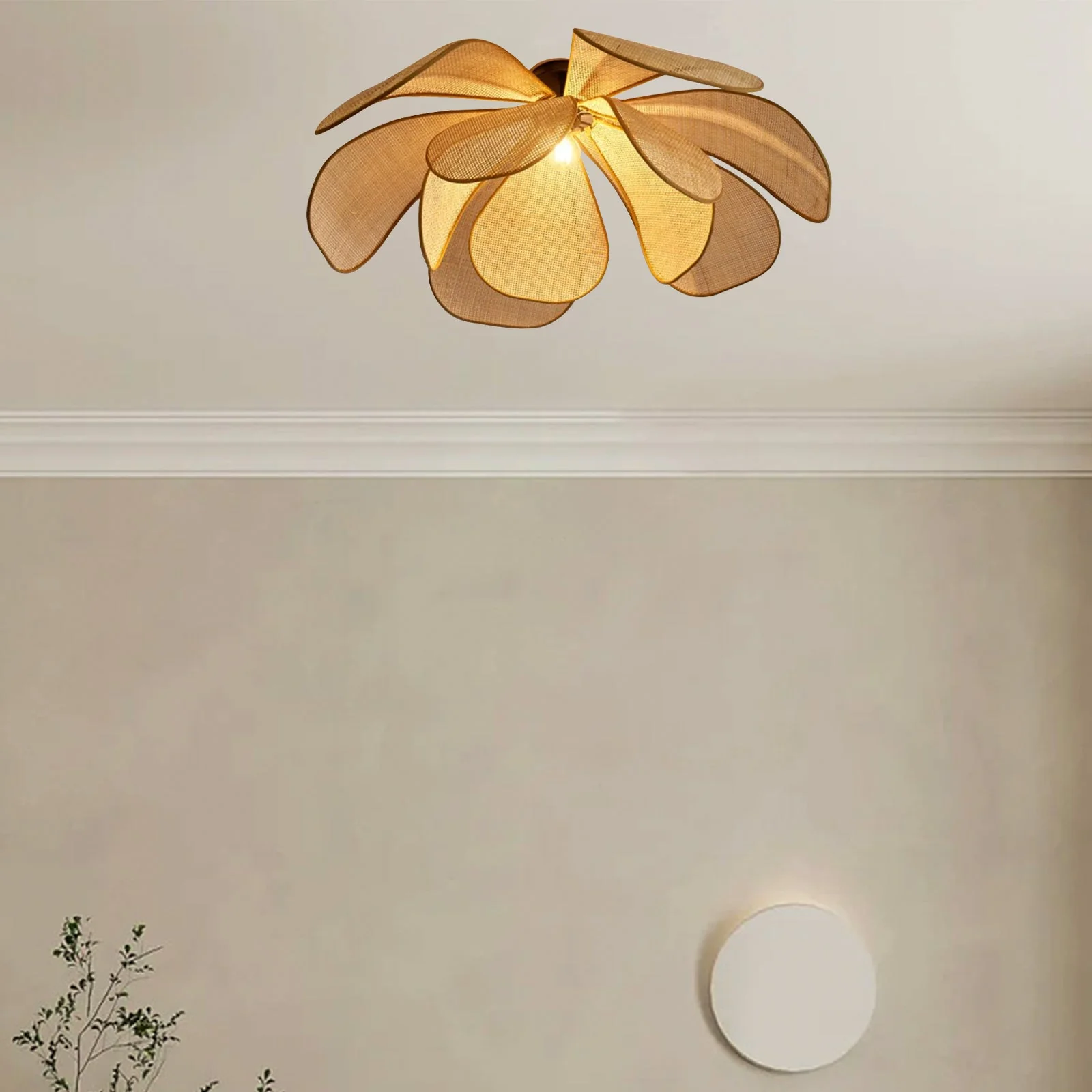 Antique Petal Rattan Living Room Ceiling Light - Image 13