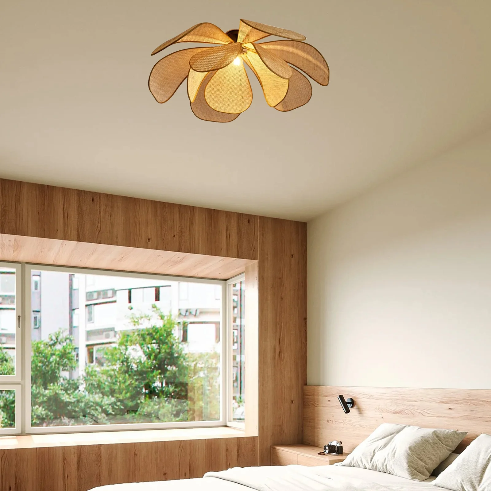 Antique Petal Rattan Living Room Ceiling Light - Image 4