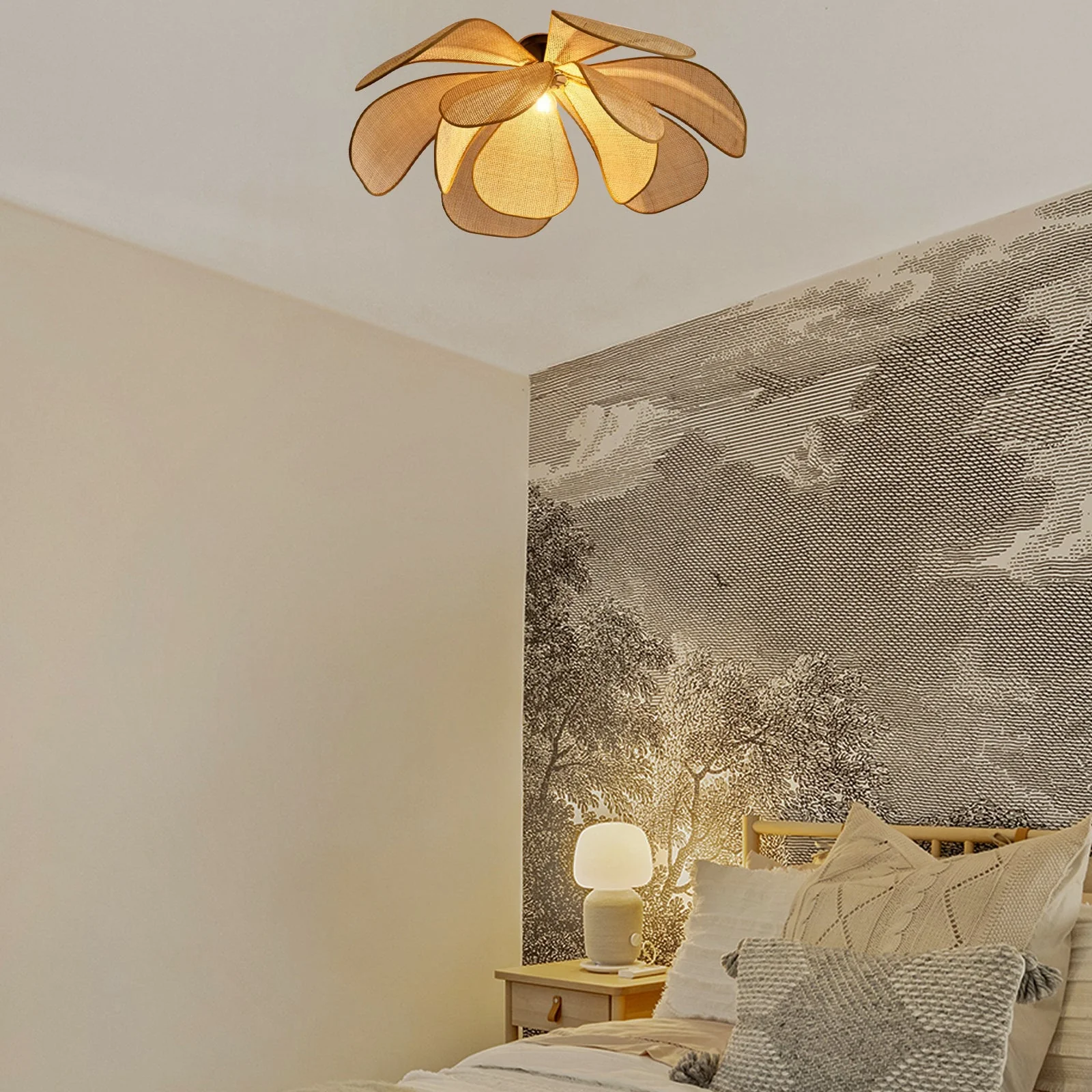 Antique Petal Rattan Living Room Ceiling Light - Image 9