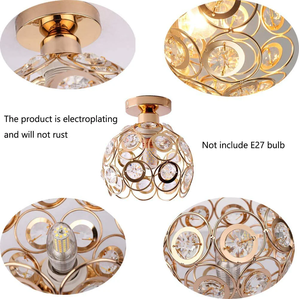 Art Gold Crystal Glass Hallway Ceiling Light - Image 11