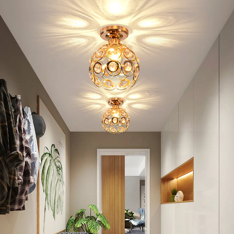 Art Gold Crystal Glass Hallway Ceiling Light - Image 3