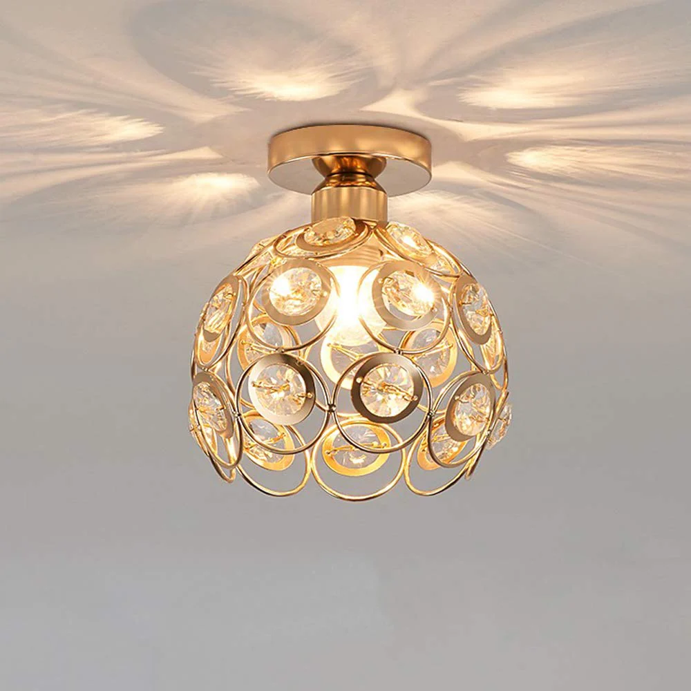 Art Gold Crystal Glass Hallway Ceiling Light - Image 5