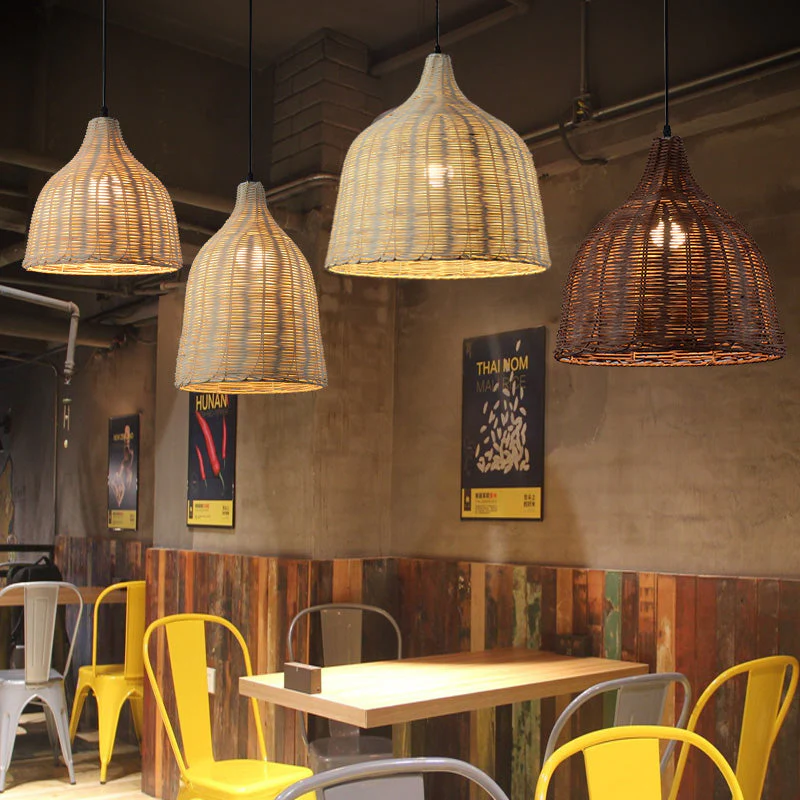 Bamboo Rattan Basket Pendant Light For Kitchen - Image 5