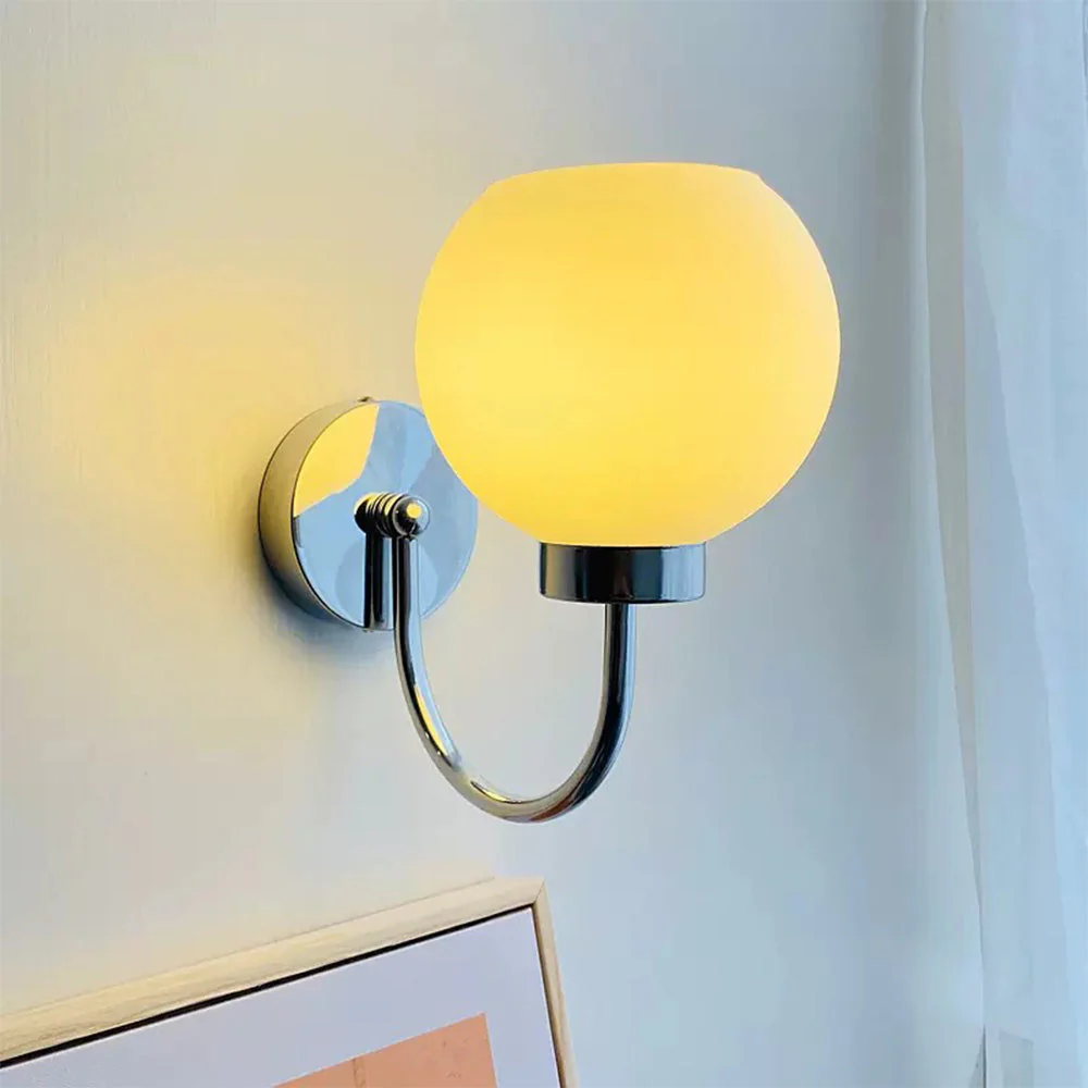 Bauhaus Cream French Globe Glass Wall Light - Image 2