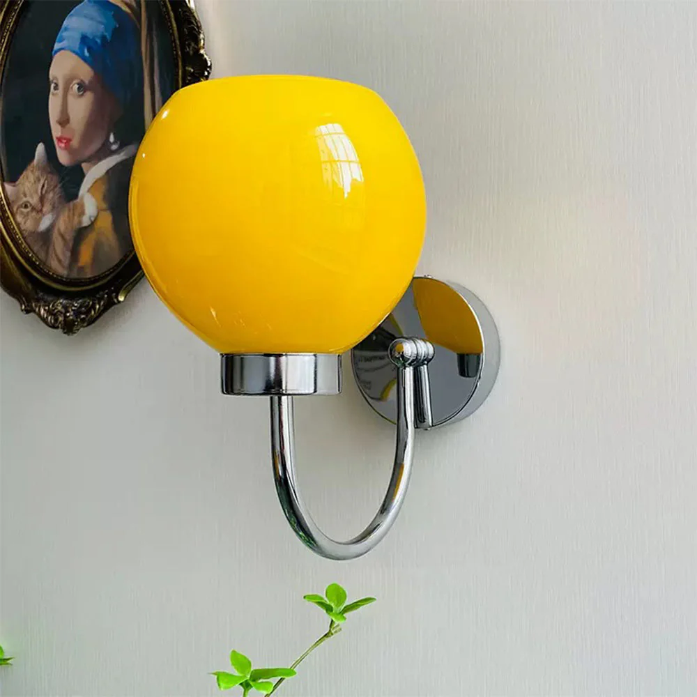 Bauhaus Cream French Globe Glass Wall Light - Image 3