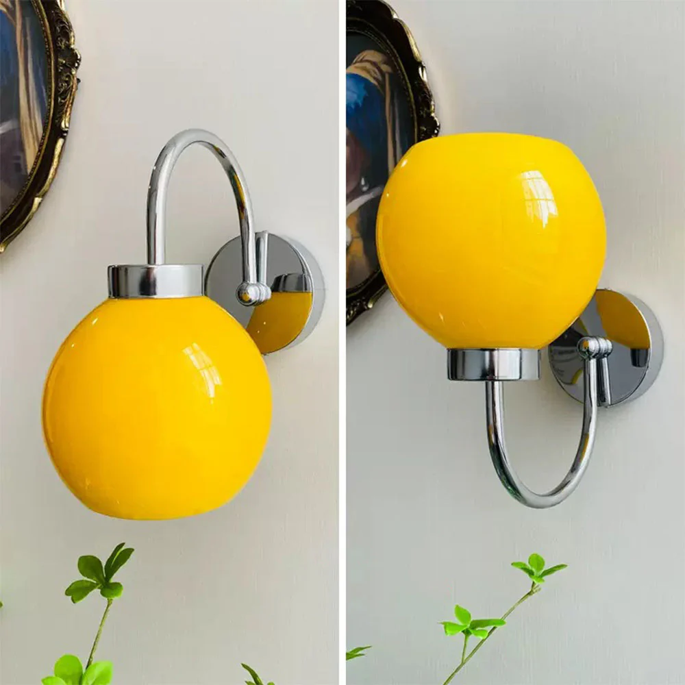 Bauhaus Cream French Globe Glass Wall Light - Image 5