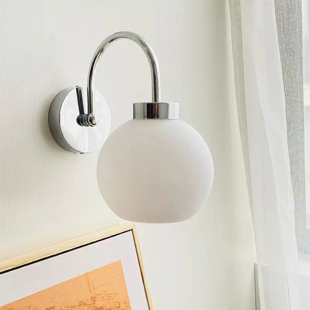 Bauhaus Cream French Globe Glass Wall Light - Image 7