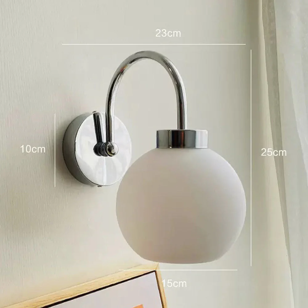 Bauhaus Cream French Globe Glass Wall Light - Image 8