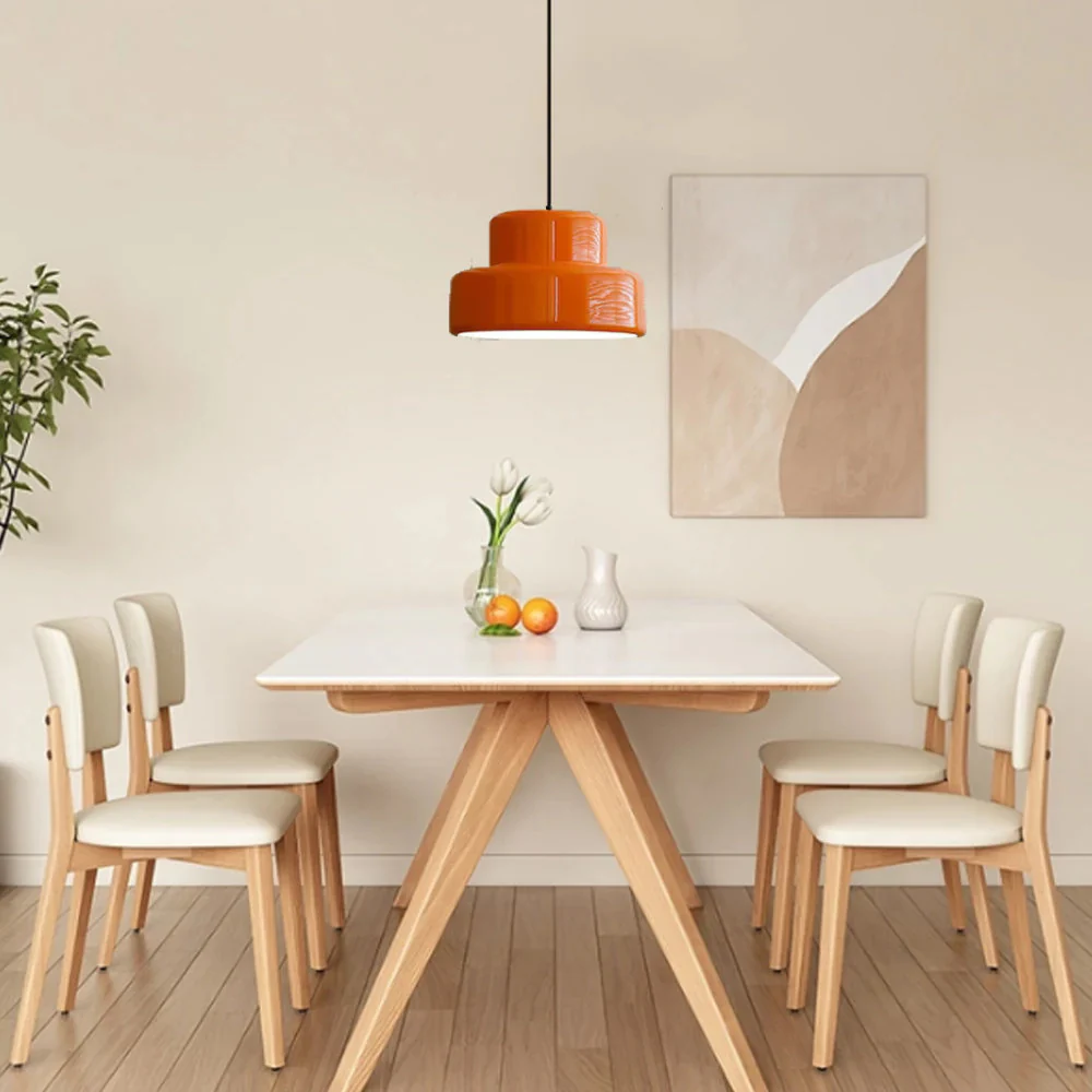 Bauhaus Vintage Orange Warm Pendant Light For Dining Room - Image 2