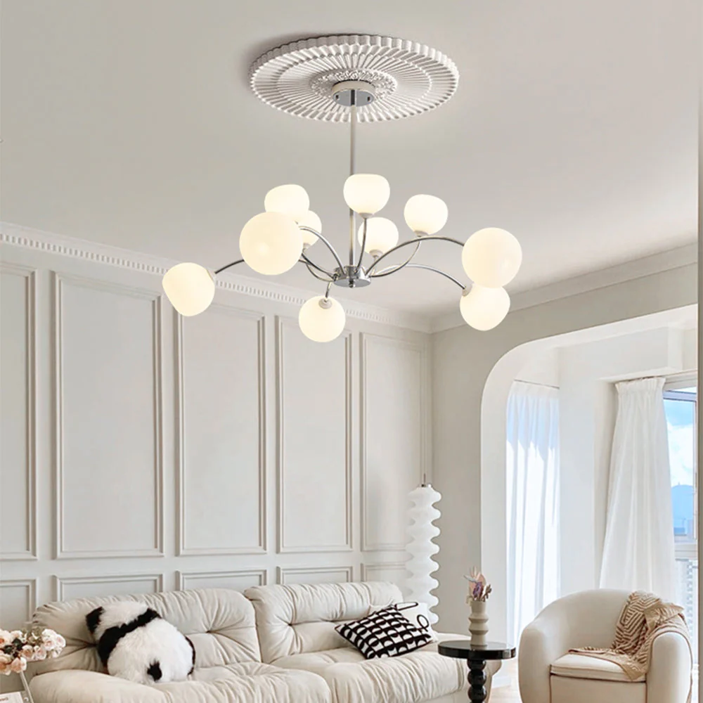 White Glass Globe Sputnik Shape Chandelier - Image 3