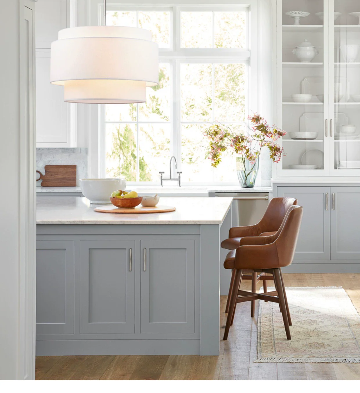 Beige Tiered Linen Drum Pendant Light - Image 3