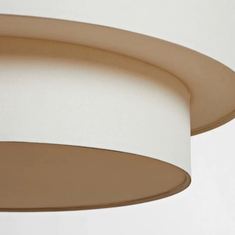 Beige Tiered Linen Drum Pendant Light - Image 7
