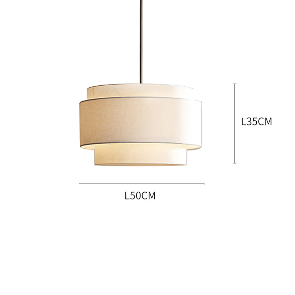 Beige Tiered Linen Drum Pendant Light - Image 9