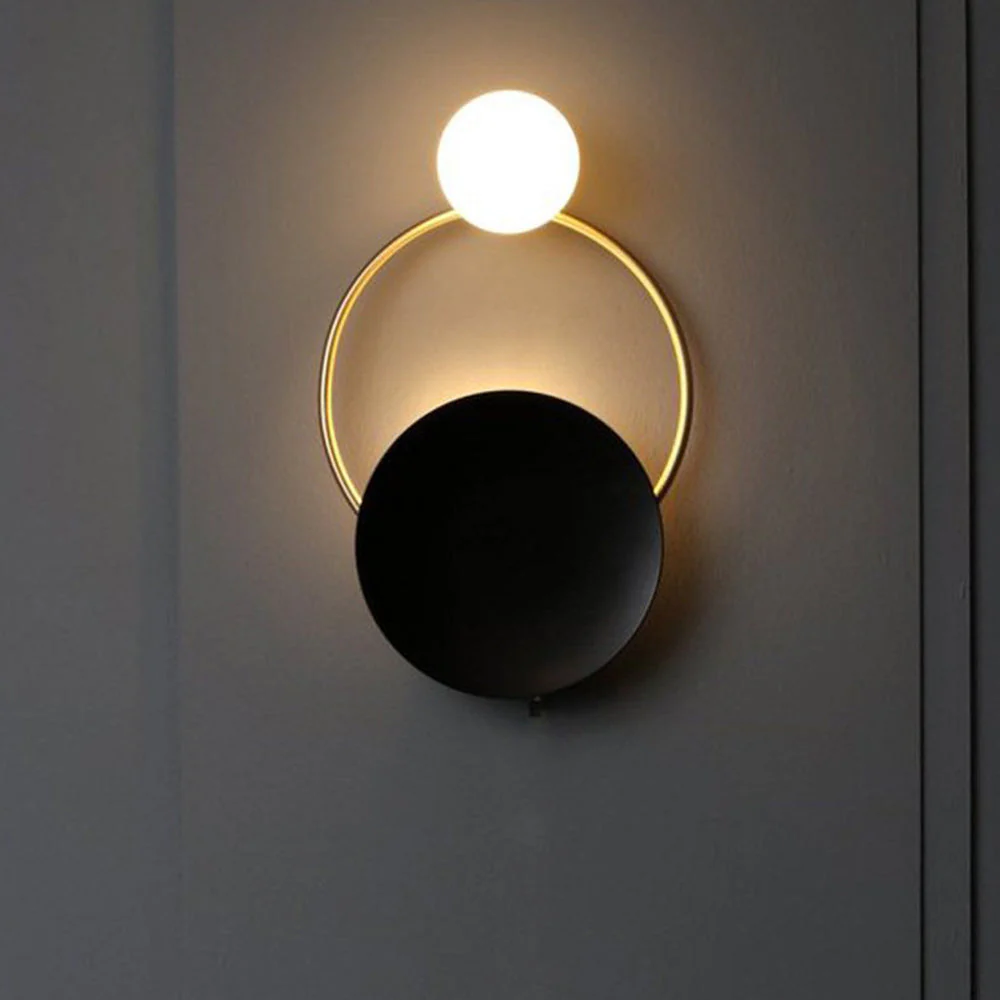 Nordic Simple  Black Gold Wrought Iron Circle Aisle Corridor Wall Light - Image 10