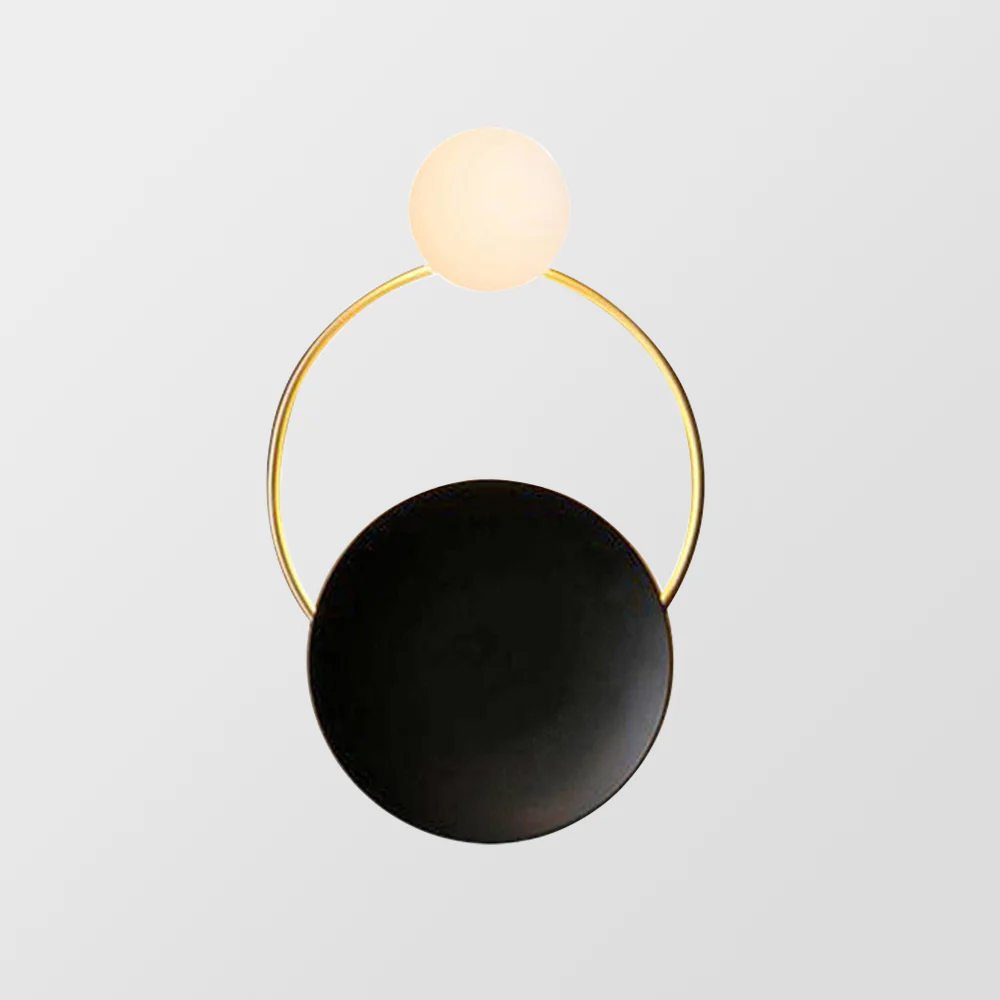 Nordic Simple  Black Gold Wrought Iron Circle Aisle Corridor Wall Light - Image 11