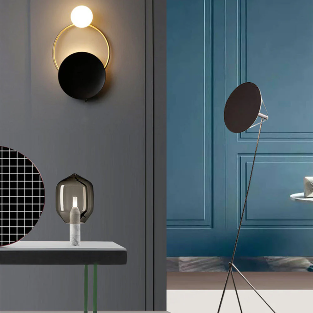 Nordic Simple  Black Gold Wrought Iron Circle Aisle Corridor Wall Light - Image 4