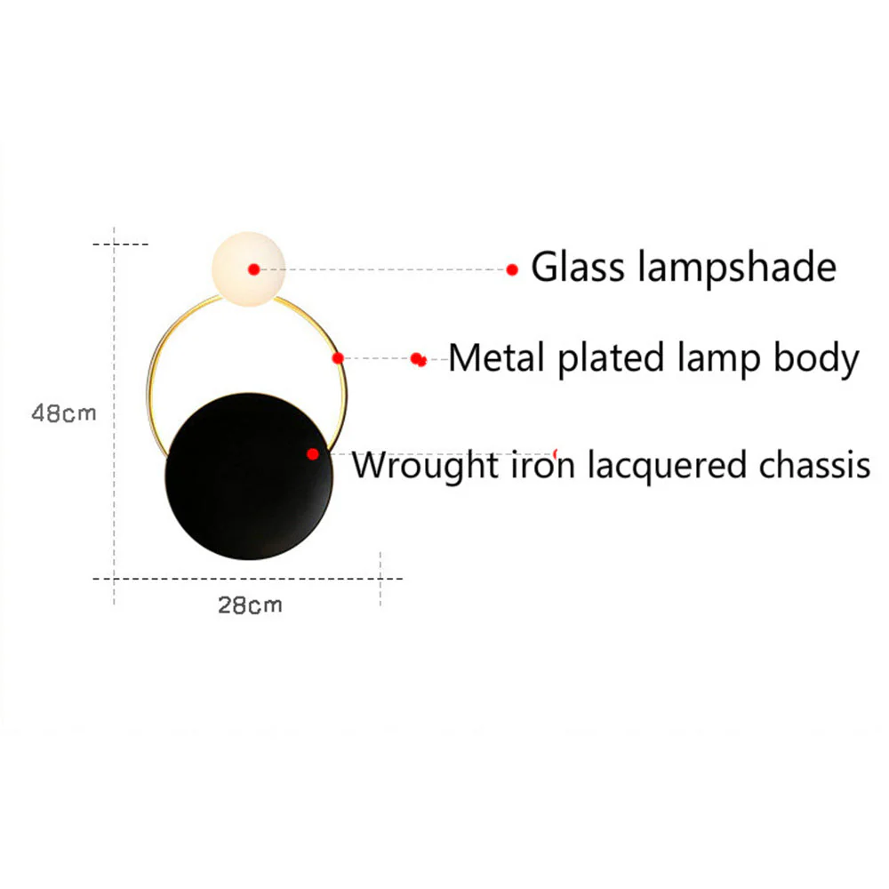 Nordic Simple  Black Gold Wrought Iron Circle Aisle Corridor Wall Light - Image 7