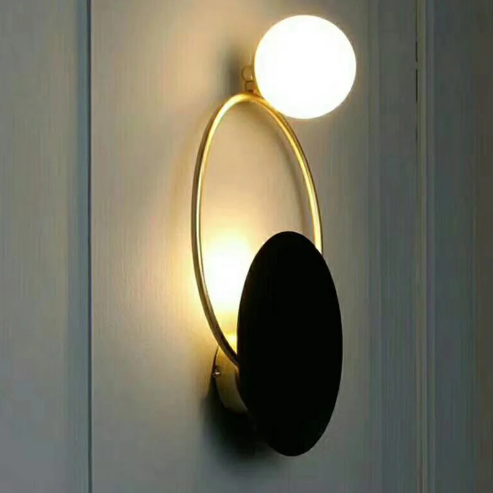 Nordic Simple  Black Gold Wrought Iron Circle Aisle Corridor Wall Light - Image 8