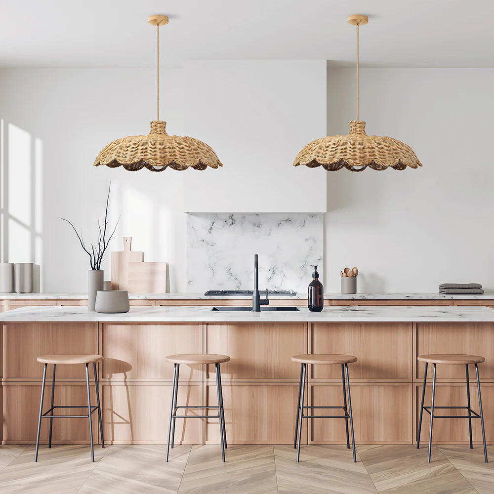 Boho Creative Decor Rattan Woven Pendant Light - Image 4
