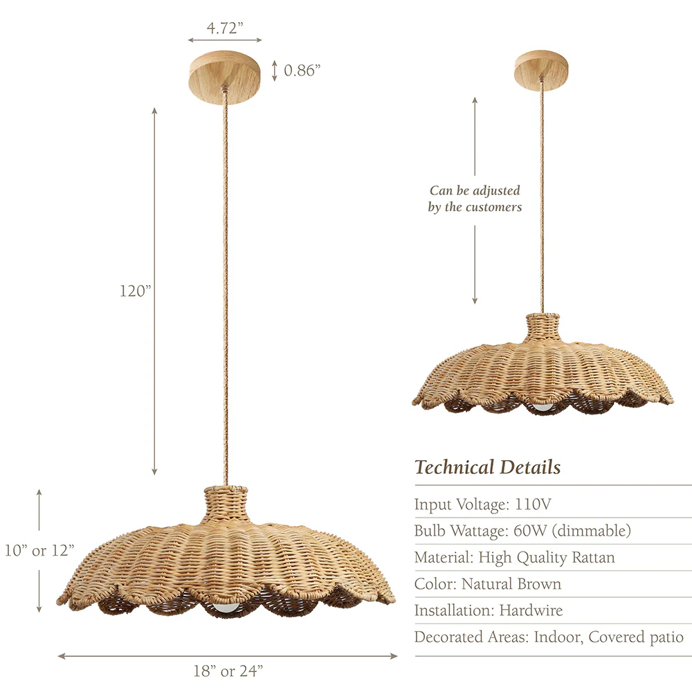 Boho Creative Decor Rattan Woven Pendant Light - Image 9