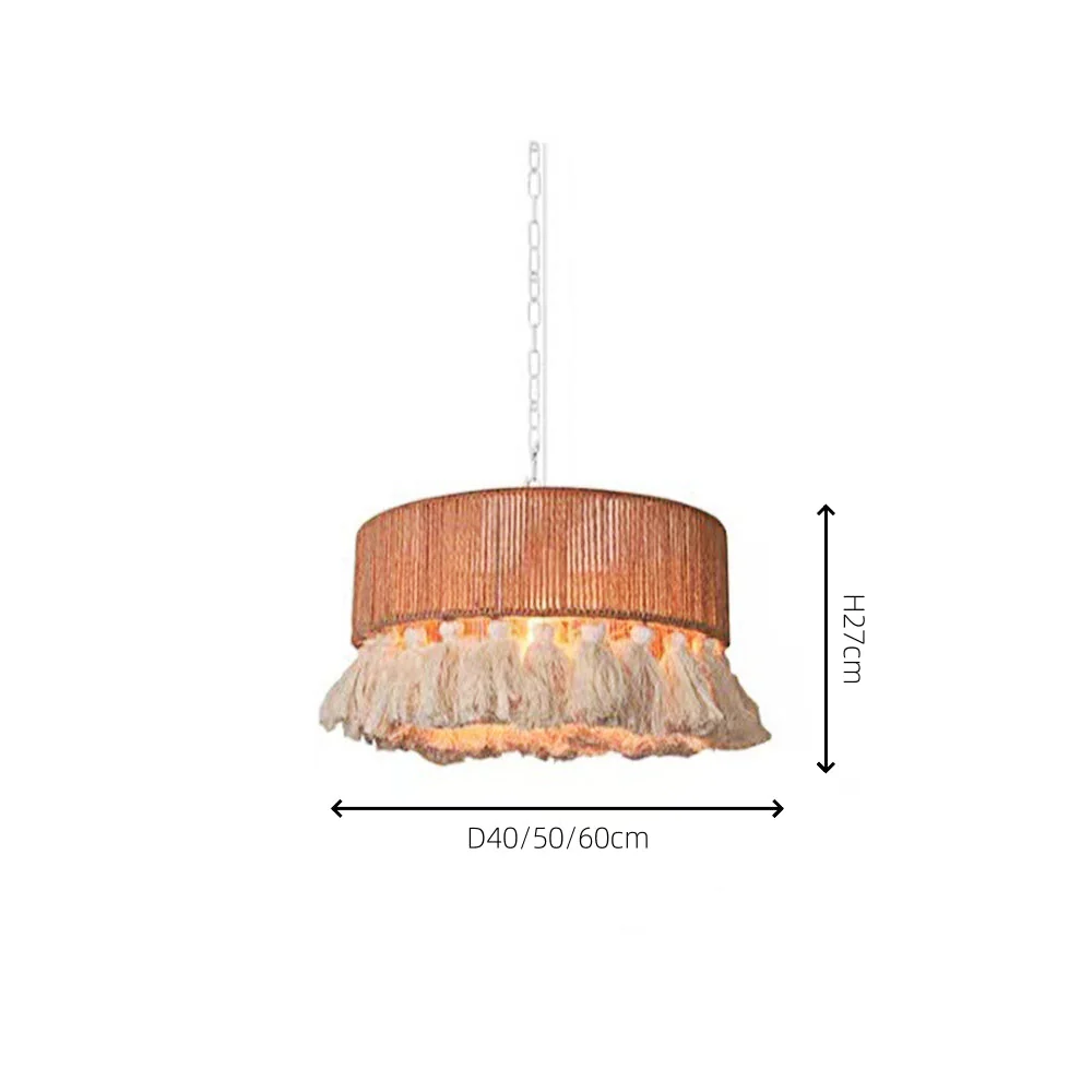 Boho Homemade Rope Round Pendant Light - Image 6