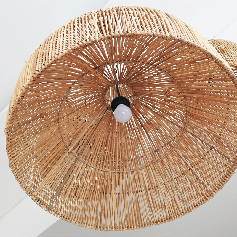 Boho Wicker Lamp Shades Handwoven Kitchen Island Pendant Light - Image 6