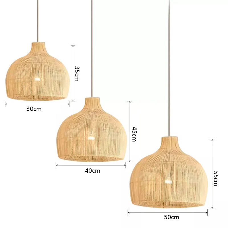 Boho Wicker Lamp Shades Handwoven Kitchen Island Pendant Light - Image 7