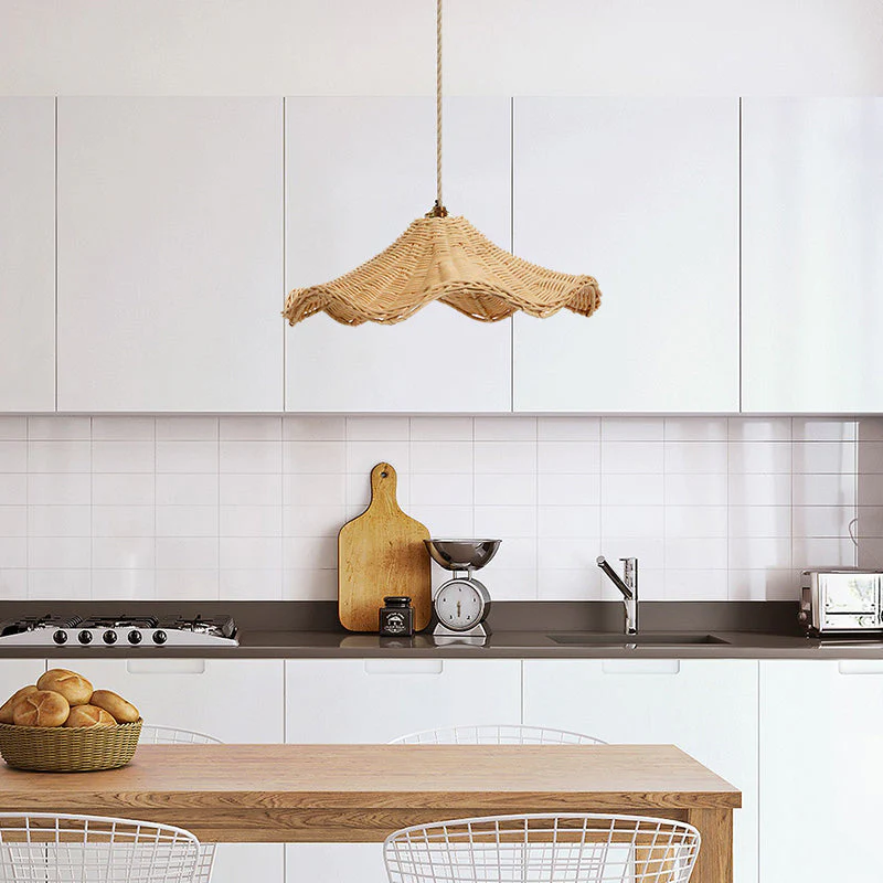 Boho Wicker Rattan Farmouse Pendant Light - Image 3