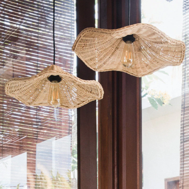 Boho Wicker Rattan Farmouse Pendant Light - Image 5