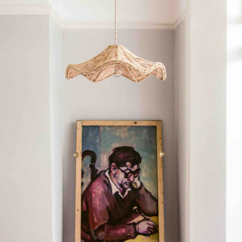 Boho Wicker Rattan Farmouse Pendant Light - Image 8