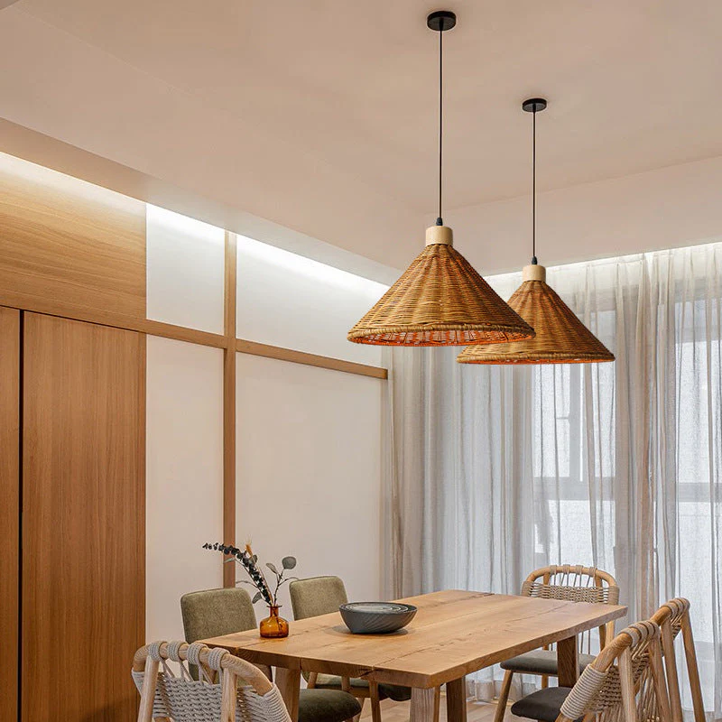 Brown Rattan Basket Pendant Lighting Fixture - Image 2
