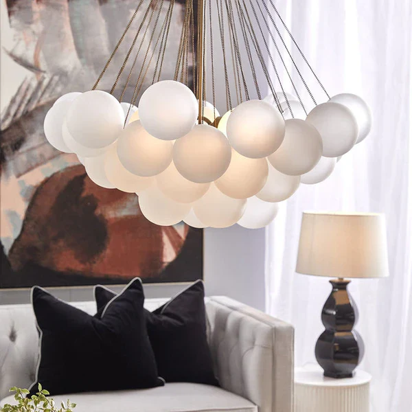 Bubble Chandelier Nordic Frosted Glass Ball Chandelier for Dining Room - Image 12