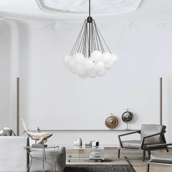 Bubble Chandelier Nordic Frosted Glass Ball Chandelier for Dining Room - Image 9
