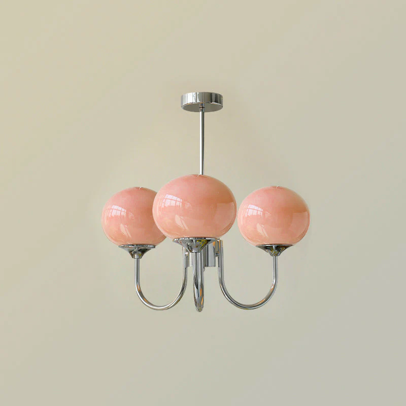Bubble Pink Glass Marshmallow Chandelier - Image 11