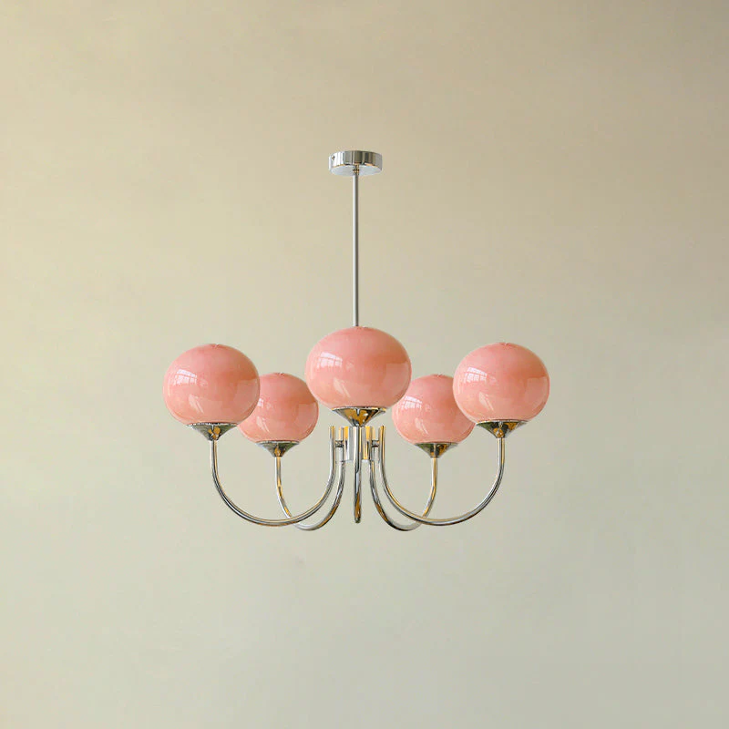 Bubble Pink Glass Marshmallow Chandelier - Image 12