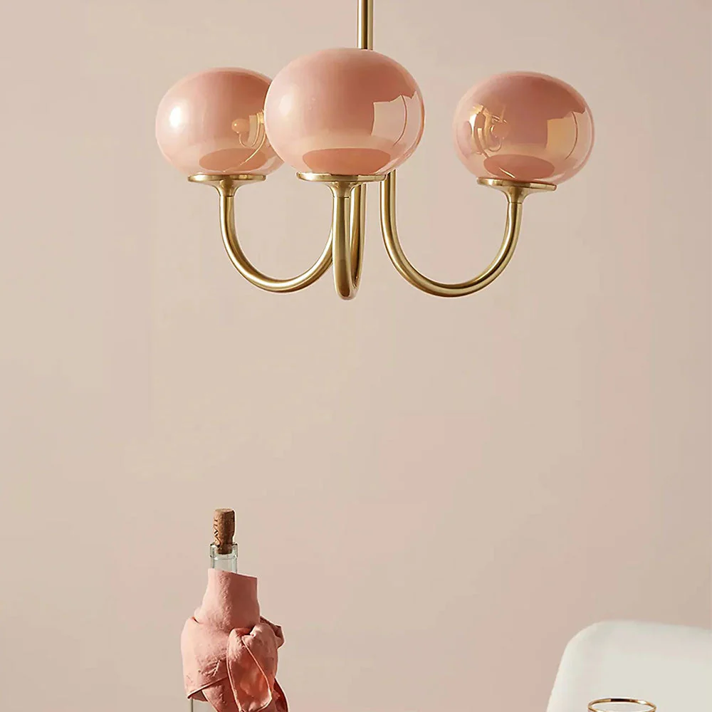 Bubble Pink Glass Marshmallow Chandelier - Image 5
