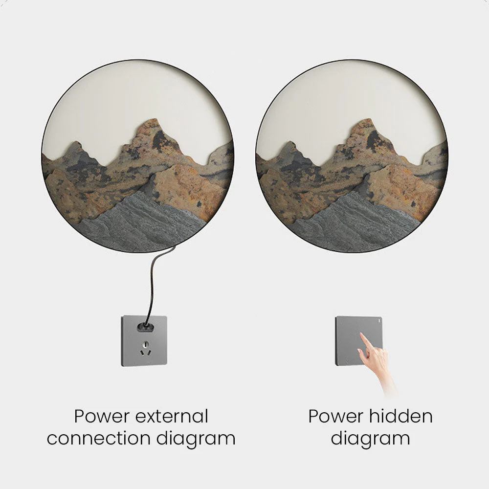 Chinese Style Mountain Round LED Wall Light - Image 12