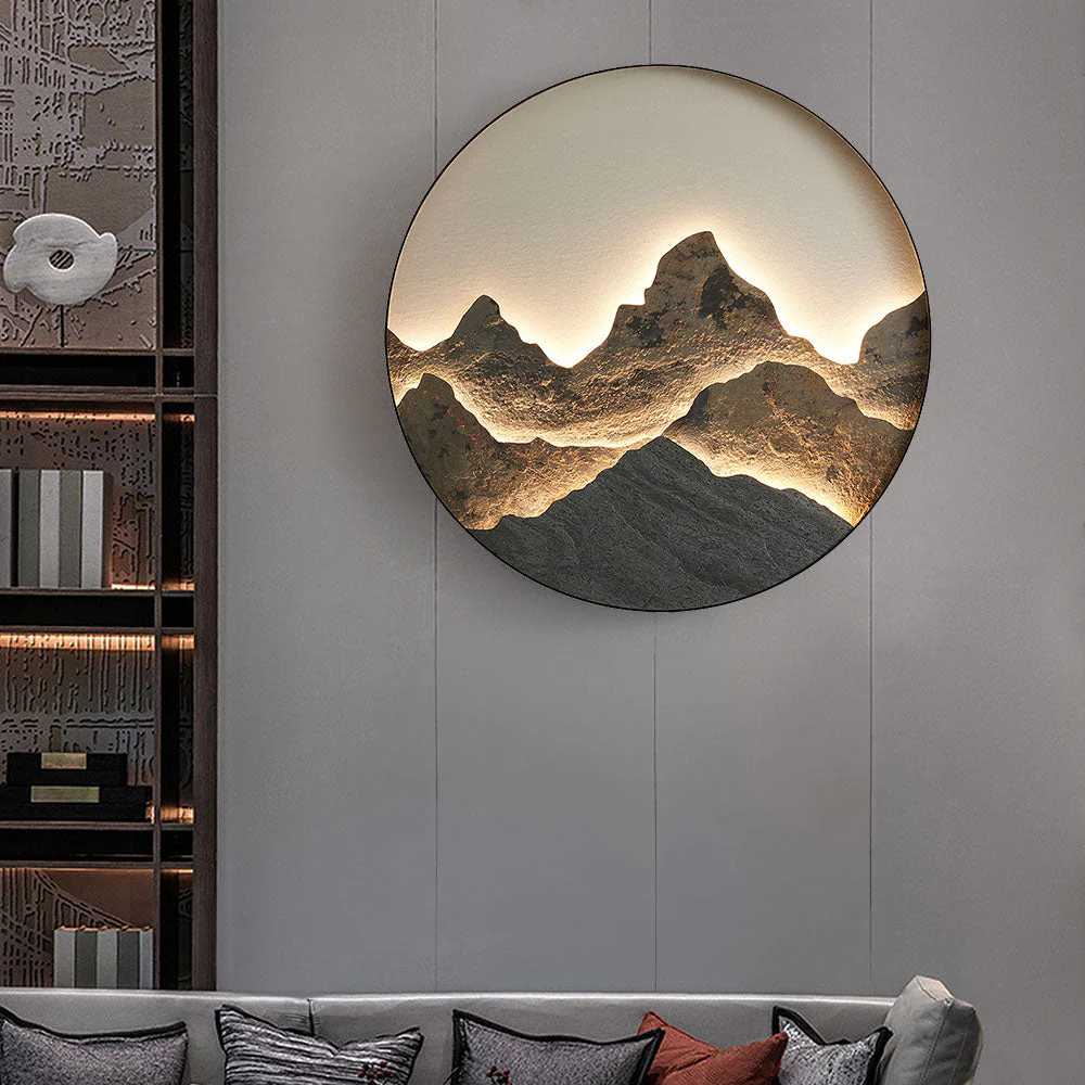 Chinese Style Mountain Round LED Wall Light - Image 2
