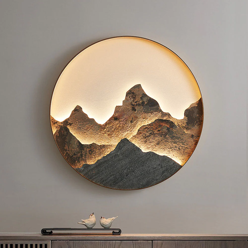 Chinese Style Mountain Round LED Wall Light - Image 3