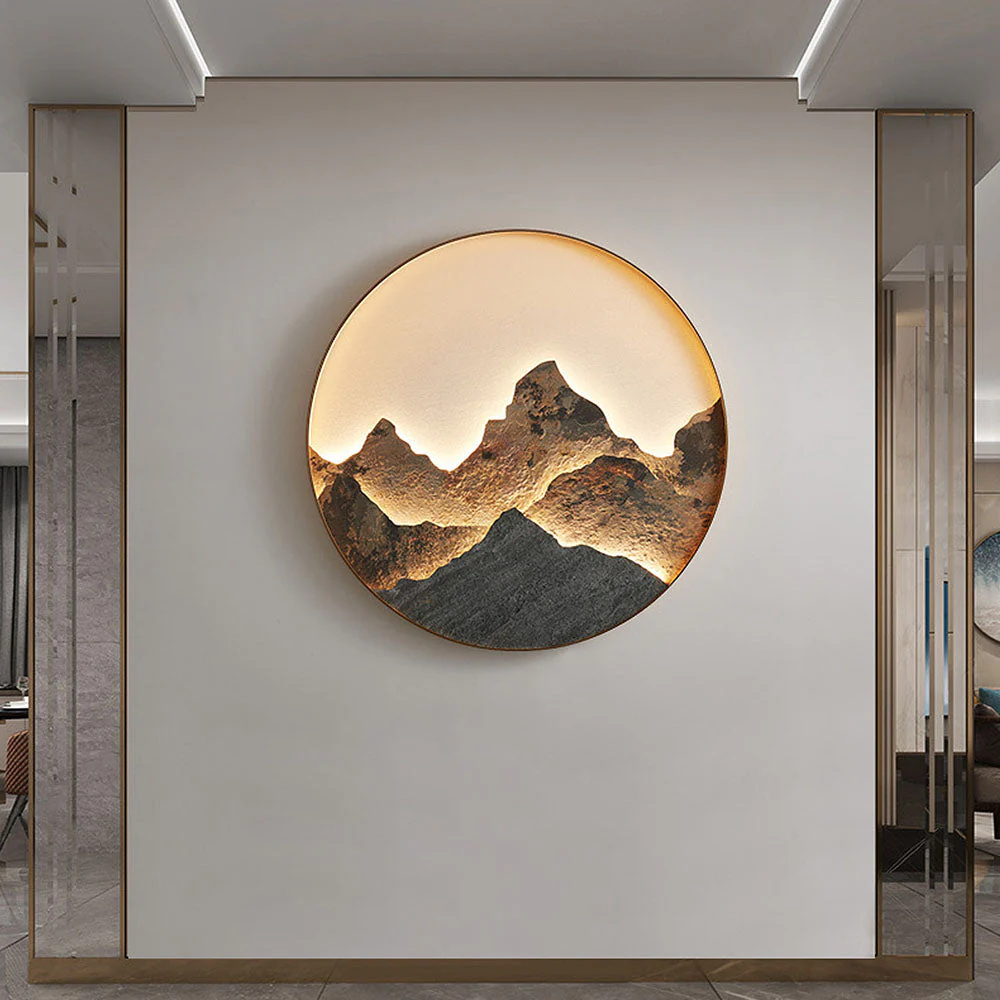 Chinese Style Mountain Round LED Wall Light - Image 4
