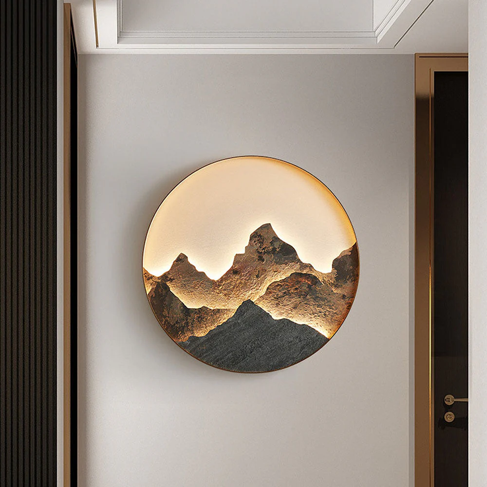 Chinese Style Mountain Round LED Wall Light - Image 5