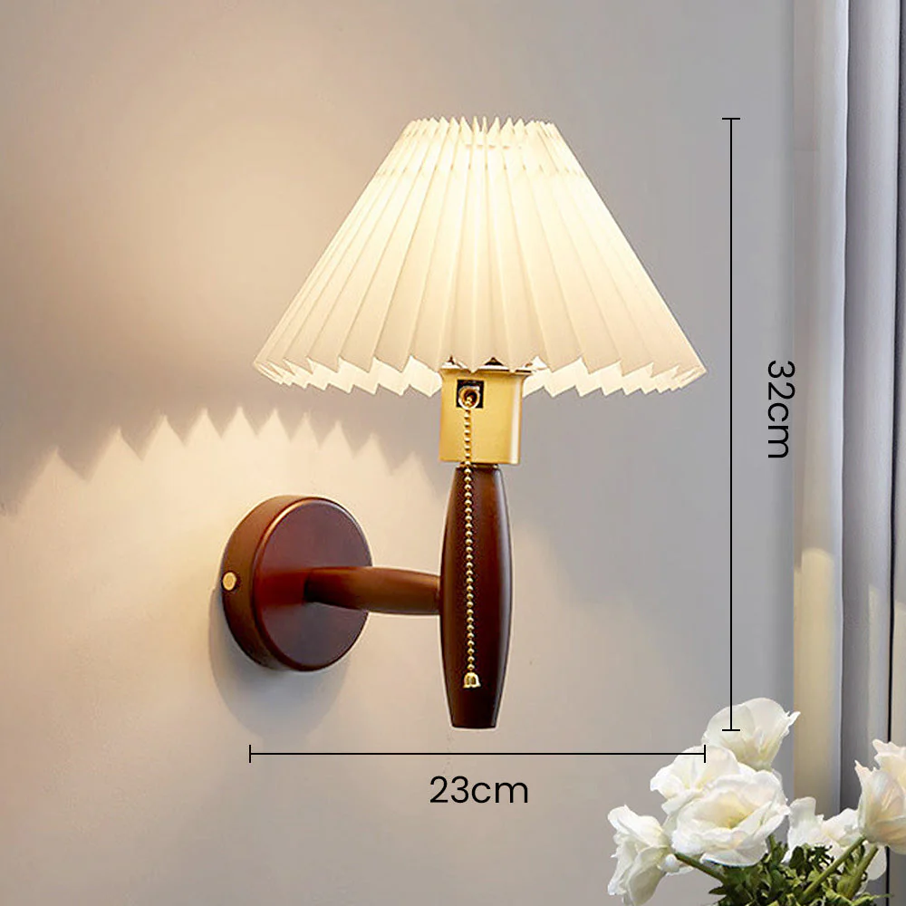 Classic Walnut Wood Folds Shade Wall Light - Image 6