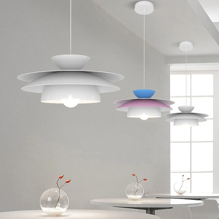 Modern Designer Style Round White Pendant Light - Image 5