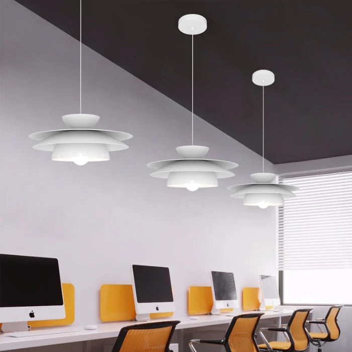 Modern Designer Style Round White Pendant Light - Image 8